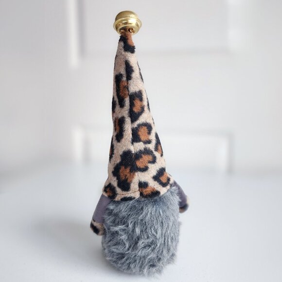 GNOME in Animal Print Leopard Cheetah Holiday Plush Gnome by 34th & Pine w/ Bell - Picture 3 of 6
